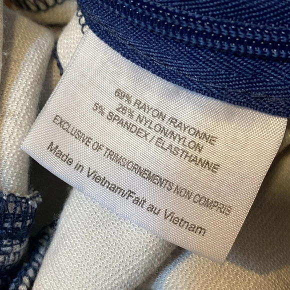 Tory Burch Ponte Kinsley Crosshatch Ankle Pants Blue & White - Picture 4 of 9